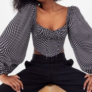For Love And Lemons Monochrome Polka Dot Dress
